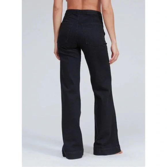 Worn Once $325 ASKK NY Brick House Tuckernuck Wide Leg Jeans in Black 27 (26) - Picture 4 of 13